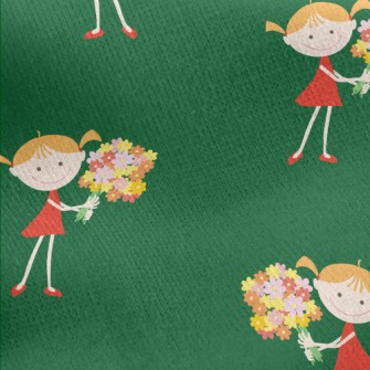 Little Girl Holding A Bouquet Jersey Backed Fleece