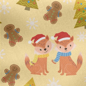 Cute Fox Celebrates Christmas Jersey Backed Fleece