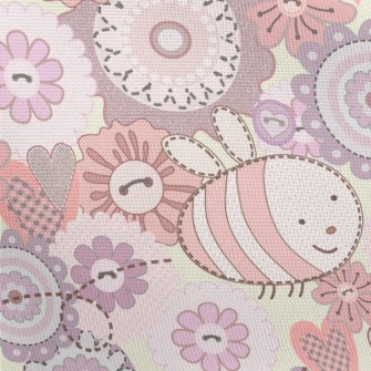Cute Bees And Flowers Pongee