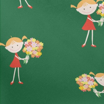 Little Girl Holding A Bouquet Pongee