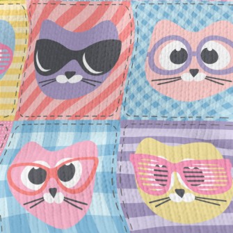 Cat With Colored Glasses Stretch Jersey