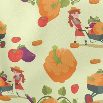 Farmer And Pumpkin Lightweight Cotton Poplin
