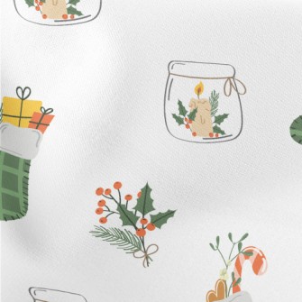 Christmas Stockings And Candle Lightweight Cotton Poplin
