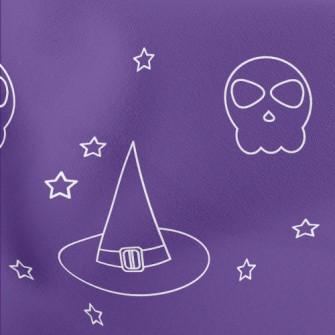 Witch Cat And Skull Lightweight Cotton Poplin