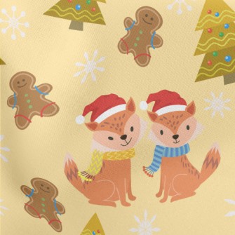 Cute Fox Celebrates Christmas Lightweight Cotton Poplin