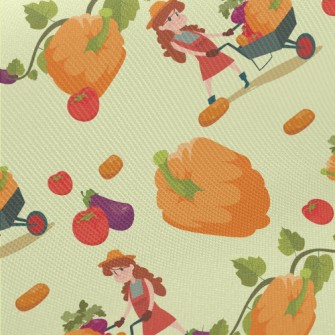 Farmer And Pumpkin Midweight Cotton Poplin