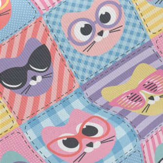 Cat With Colored Glasses Midweight Cotton Poplin