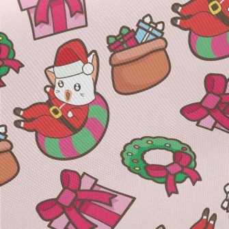 Playful Cat Santa Claus Midweight Cotton Poplin