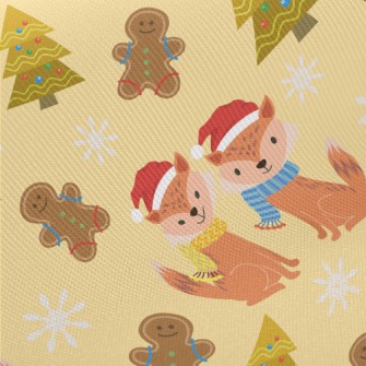 Cute Fox Celebrates Christmas Midweight Cotton Poplin