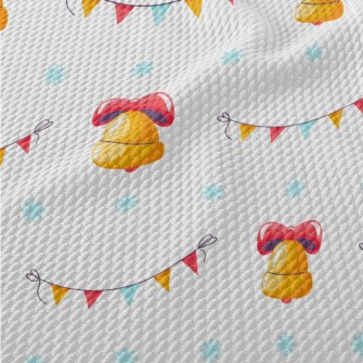 Festive Bells And Colorful Fla Birdseye Piqué