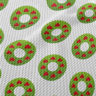 Cute Cartoon Christmas Wreath Birdseye Piqué