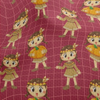 Indian Girl Holding Pumpkin Athletic Mesh Flat Back