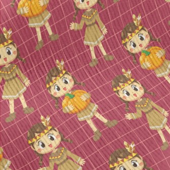 Indian Girl Holding Pumpkin Standard Corduroy