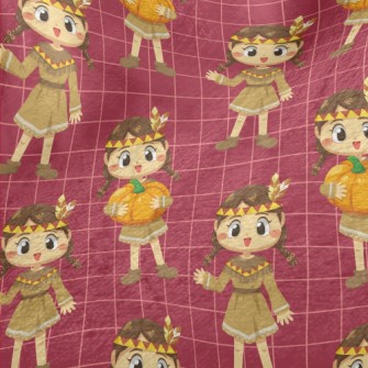 Indian Girl Holding Pumpkin Minky