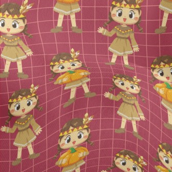 Indian Girl Holding Pumpkin Lightweight Performance Linen