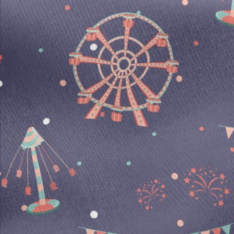 Amusement Park Fireworks Displ Jersey Backed Fleece