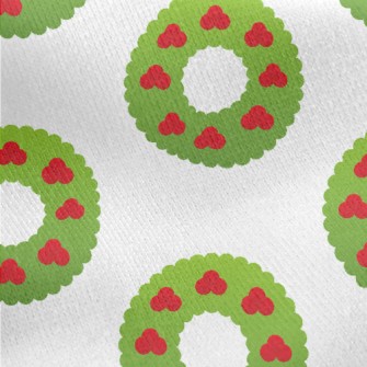 Cute Cartoon Christmas Wreath Jersey Backed Fleece