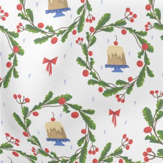 Christmas Wreath With Cherry P Lightweight Cotton Poplin