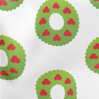 Cute Cartoon Christmas Wreath Lightweight Cotton Poplin