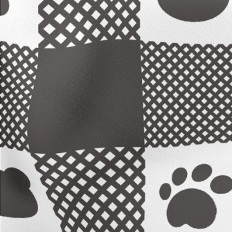 Bear Paw Print Grid Lightweight Cotton Poplin