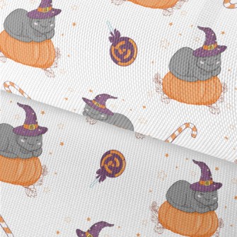 Cat In Witch Hat And Pumpkin Waterproof Oxford