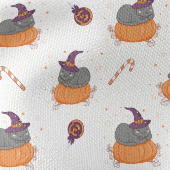 Cat In Witch Hat And Pumpkin Waterproof Canvas