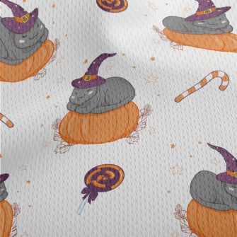 Cat In Witch Hat And Pumpkin Athletic Mesh Flat Back