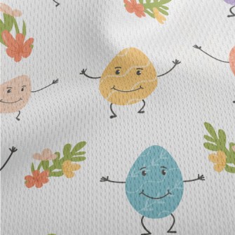 Anthropomorphic Colored Eggs Athletic Mesh Flat Back