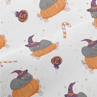 Cat In Witch Hat And Pumpkin Performance Linen