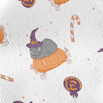 Cat In Witch Hat And Pumpkin Standard Corduroy