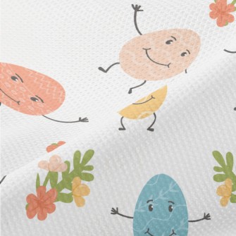 Anthropomorphic Colored Eggs Piqué