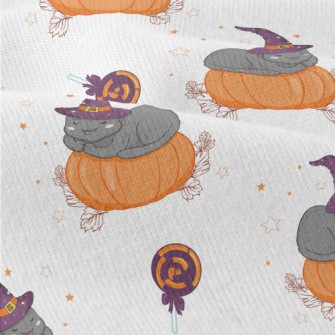 Cat In Witch Hat And Pumpkin Modern Jersey