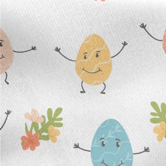 Anthropomorphic Colored Eggs Jersey Backed Fleece