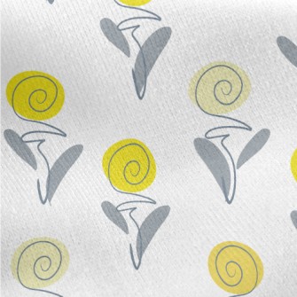 Curly Swirl Flowers Jersey Backed Fleece