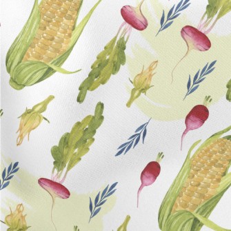 Watercolor Corn Beetroot Lightweight Cotton Poplin