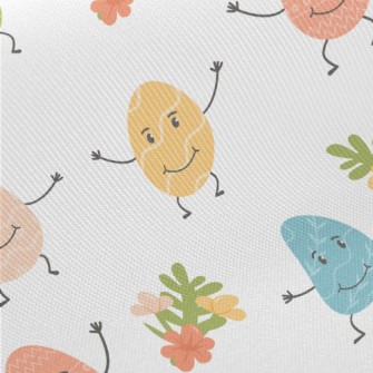 Anthropomorphic Colored Eggs Midweight Cotton Poplin