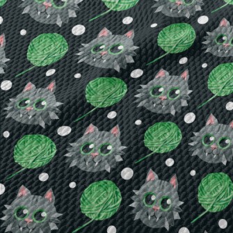 Gray Cat Wool Ball Birdseye Piqué
