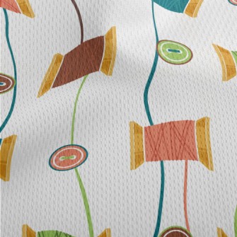 Sewing Thread And Buttons Athletic Mesh Flat Back