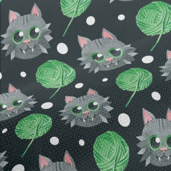 Gray Cat Wool Ball Performance Linen