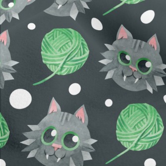 Gray Cat Wool Ball Micro Fleece
