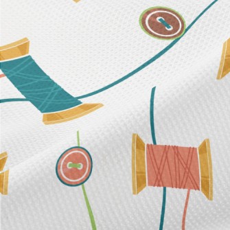 Sewing Thread And Buttons Piqué