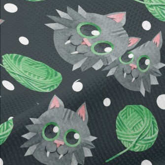 Gray Cat Wool Ball Piqué