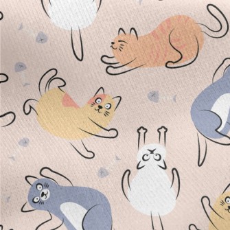 Funny Jumping Cat Jersey Backed Fleece