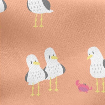 Cute Seagull Family Jersey Backed Fleece