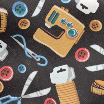 Sewing Machine Button Scissors Jersey Backed Fleece