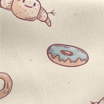 Breakfast Croissant Coffee Jersey Backed Fleece
