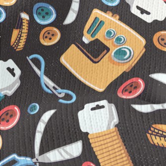 Sewing Machine Button Scissors Stretch Jersey