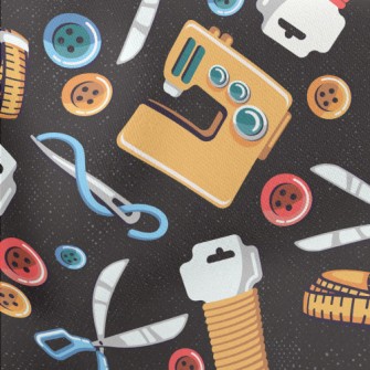 Sewing Machine Button Scissors Lightweight Cotton Poplin