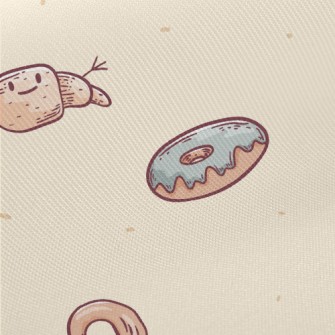 Breakfast Croissant Coffee Midweight Cotton Poplin