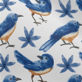 Watercolor Blue Bird And Blue  Chiffon